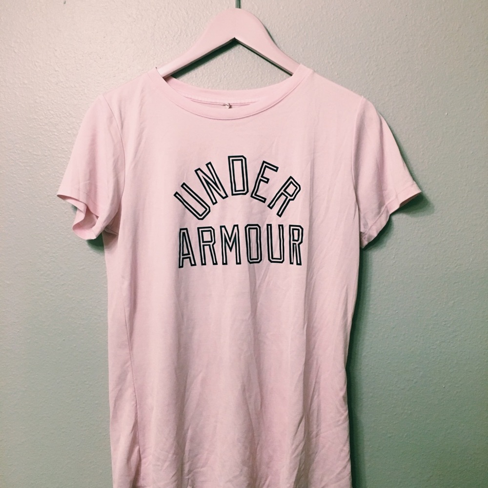 BLUSH PINK, DRY FIT, UNDER ARMOR WORKOUT SHIRT